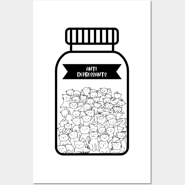 Cat Anti Depressants Wall Art by dollartrillz